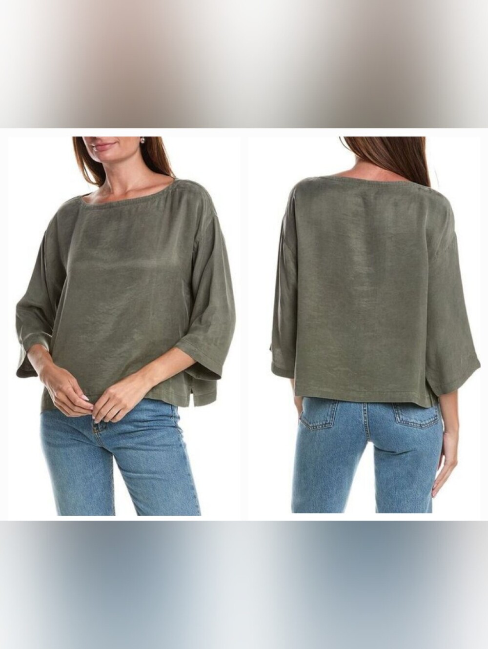 NWT EILEEN FISHER BATEAU NECK BOX TOP GROVE Women's XL